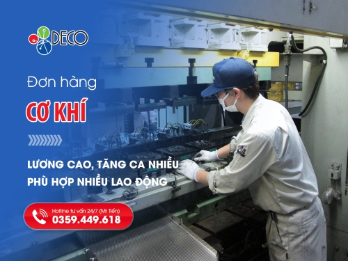 Đơn hàng cơ khí Nhật Bản – Lương cao, tăng ca nhiều, tuyển gấp